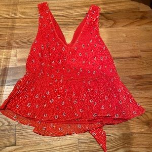 ZARA red pleated tank top